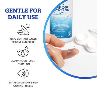 Cruelty-Free Contact Lens Solution 12oz - Multipurpose Cleaner & Sterile Isotonic Eye Contacts Care by Clear Conscience (2 Pack)