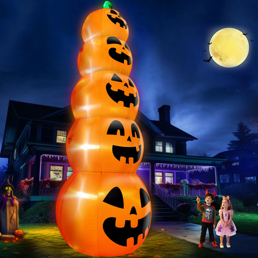 14 FT Giant Halloween Inflatable Stacked Pumpkins Outdoor Decoration Built in 5 LED Lights, Halloween Blow Up 5 Pumpkins Yard Decorations for Lawn Garden Party Decor