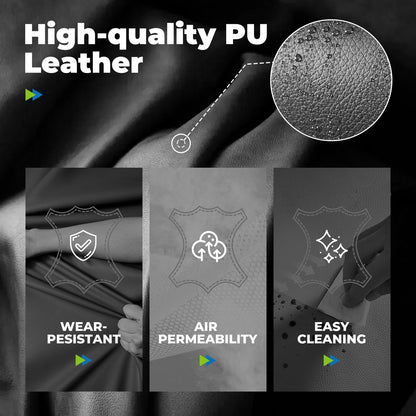 COMHOMA Big and Tall Office Chair, High Back Leather Gaming Chair with Footrest, Executive Ergonomic Office Chair with Pocket Spring Lumbar Support and with Outward Fixed Soft Armrests