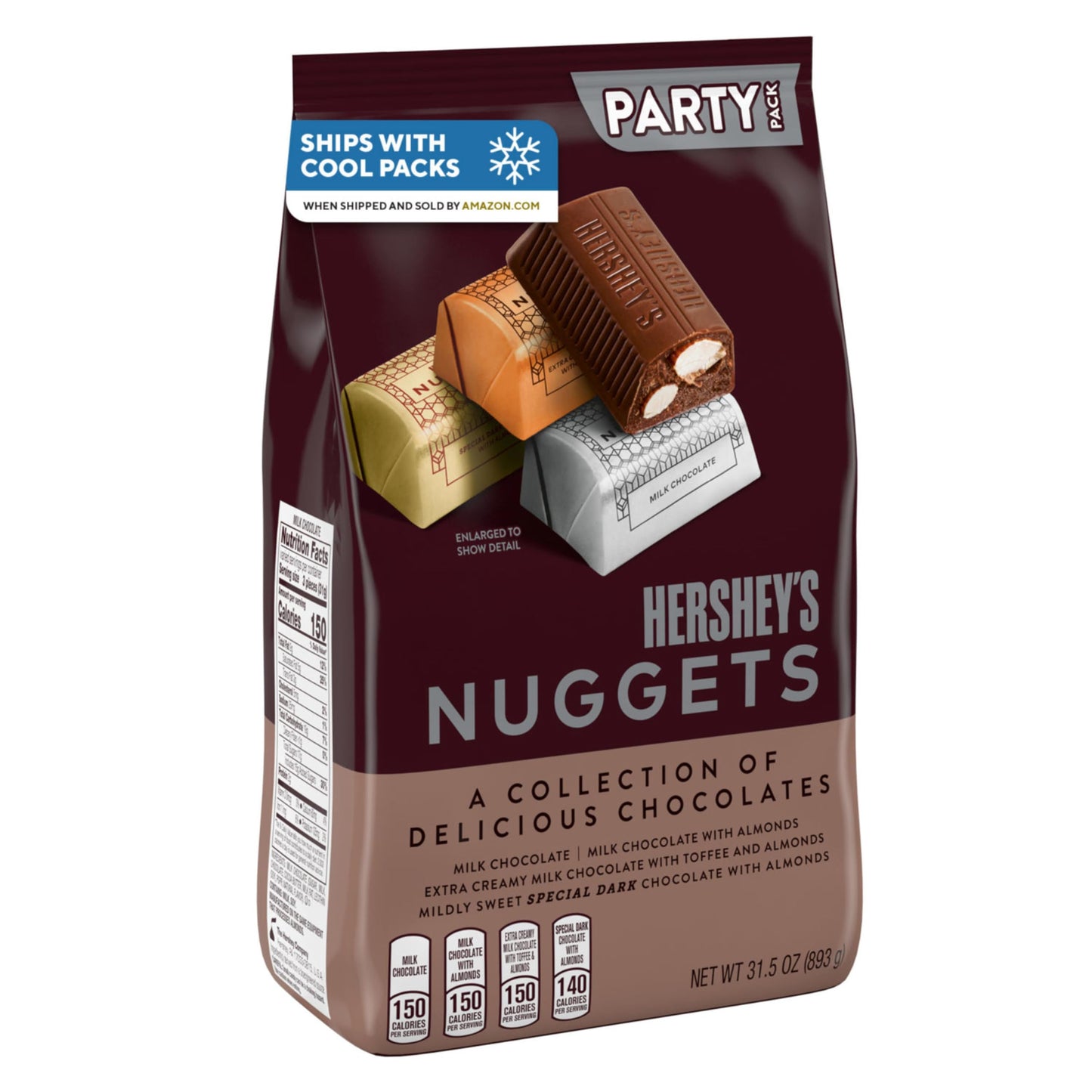 HERSHEY'S NUGGETS Assorted Chocolate Candy Party Pack, Halloween Candy, 31.5 oz
