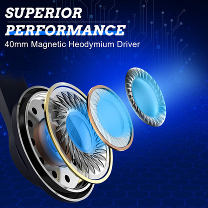 DIWUER Gaming Headset for Nintendo Switch, Xbox One, PS4, Bass Surround and Noise Cancelling 3.5mm Over Ear Headphones with Mic for Laptop PC Smartphones (Blue)