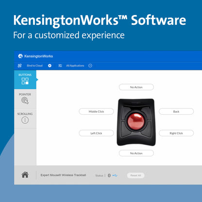 Kensington Expert Wireless Trackball Mouse (K72359WW) Black, 3.5" x 6.1" x 8"