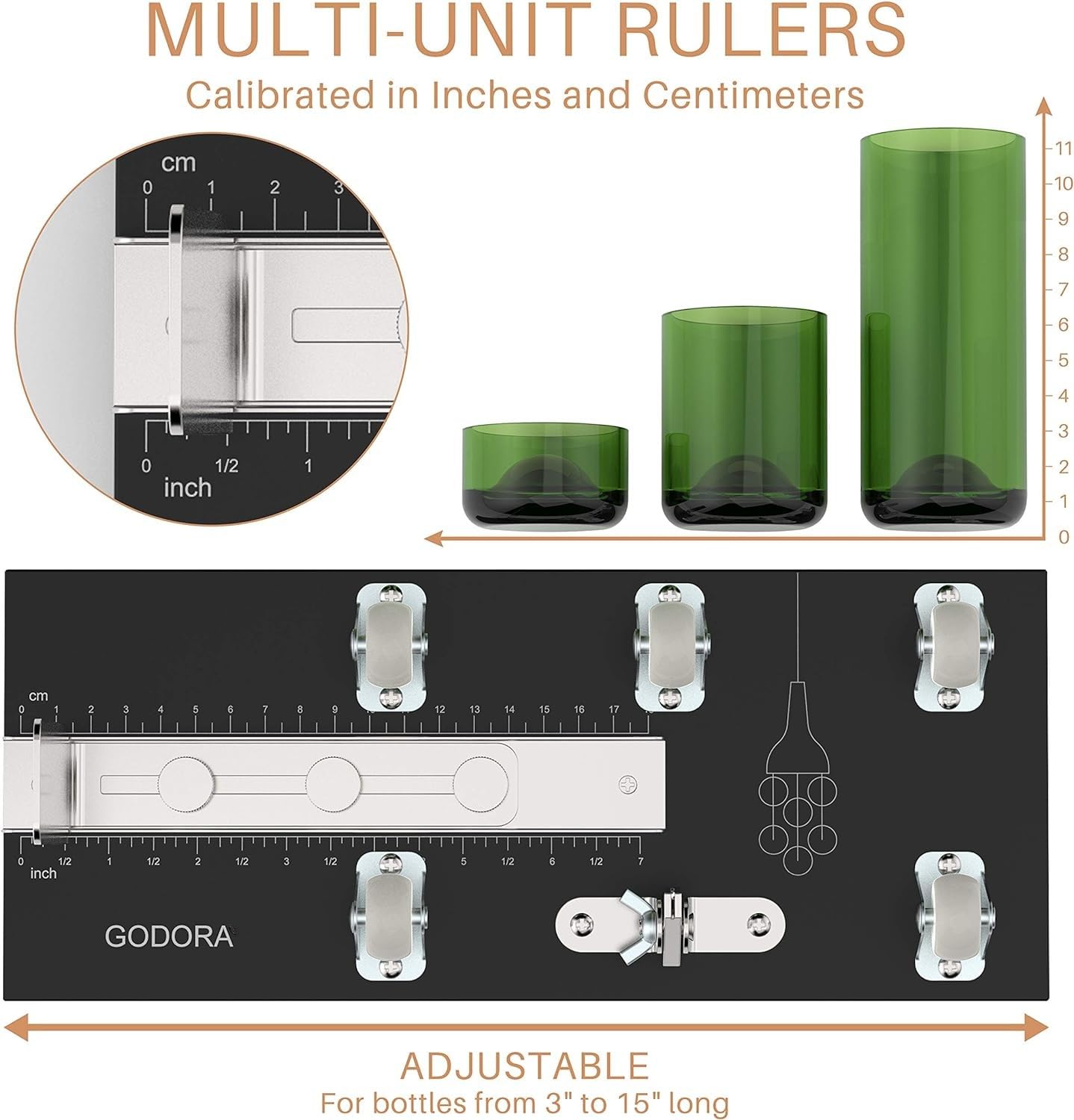 Godora Glass Bottle Cutter, Upgraded Glass Cutter for Bottles & Glass Cutter Bundle - DIY Machine for Cutting Wine, Beer or Soda Round Bottles & Mason Jars, Perfect Score Bottle Cutter