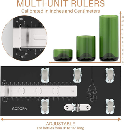 Godora Glass Bottle Cutter, Upgraded Glass Cutter for Bottles & Glass Cutter Bundle - DIY Machine for Cutting Wine, Beer or Soda Round Bottles & Mason Jars, Perfect Score Bottle Cutter