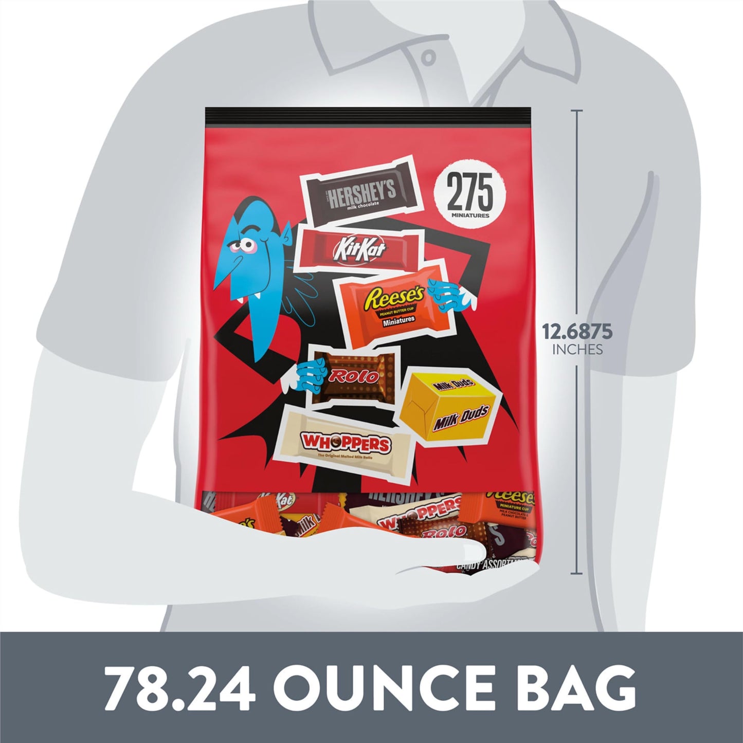 Hershey Miniatures Assorted Flavored, Halloween Candy Bulk Bag, 78.24 oz (275 Pieces)