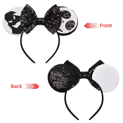 Eisyaa Mouse Ears Bow Headbands, Sequin Halloween Minnie Ears Headband,Halloween Mickey ears Hair Accessories (Jack-Ghost, Medium)