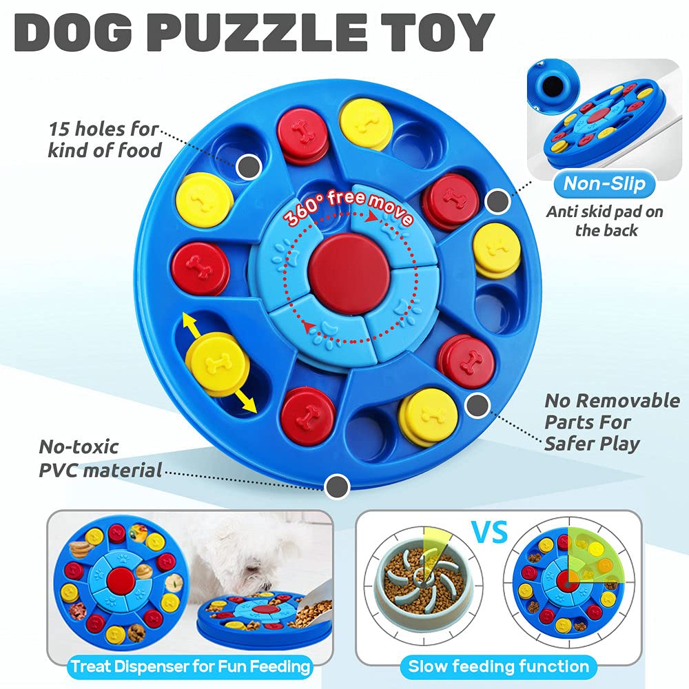 Joansan Dog Puzzle Toys Interactive Puzzle Game Dog Toy for Smart Dogs IQ Stimulation Treat Puzzle Toy for Dogs Treat Training,Puzzle Slow Feeder to Aid Pets Digestion (Advanced Level 2-3)