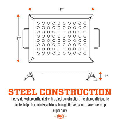 PK Grills Charcoal Basket Tray for Barbecue, BBQ Grill Accessories, Fits PK Original and other Charcoal Grills, PK99090