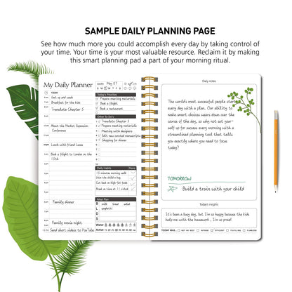 A5 Undated Daily Hourly Planner Notepad - Day Organizer Planner, 128 Pages Work Journal for Daily To do List, Notes, Water Intake and Meal Planner- Dark Wine Red