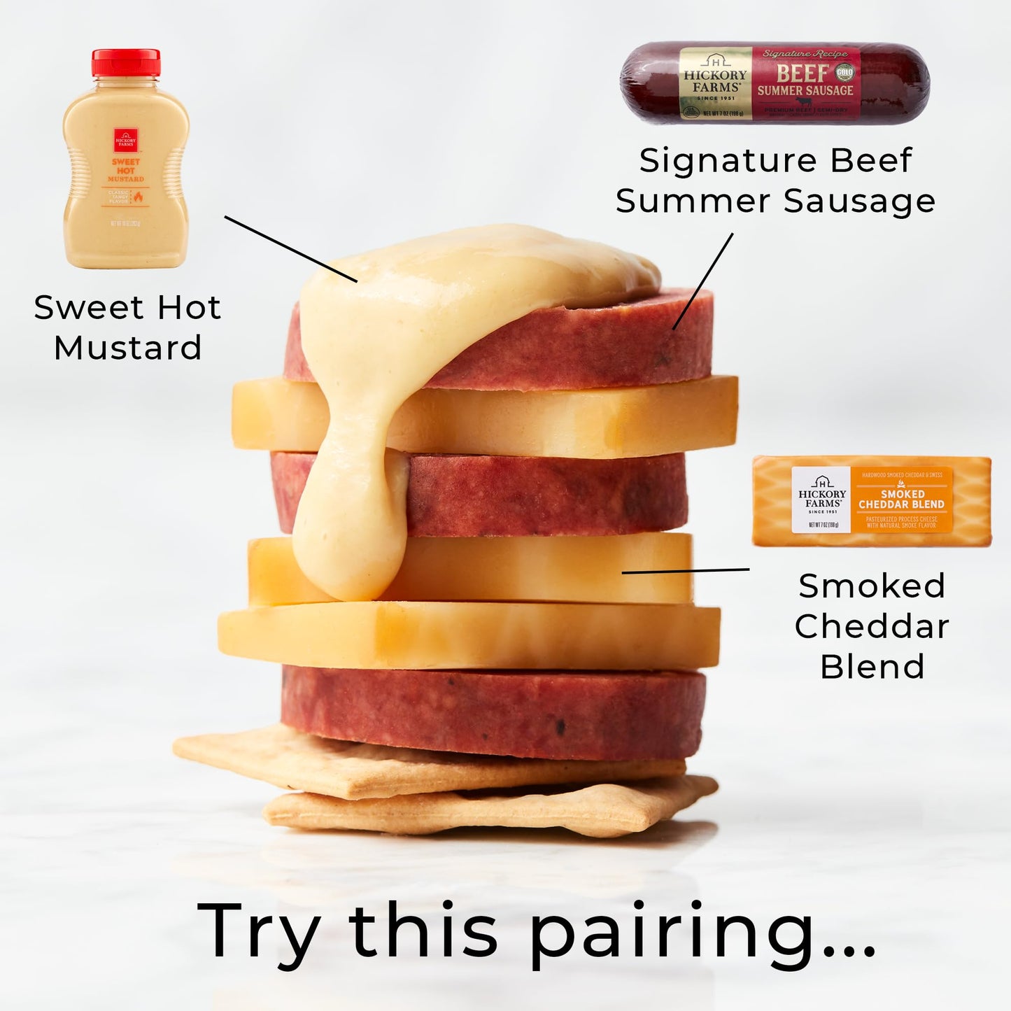 Hickory Farms Signature Beef Meat and Cheese Gift Basket (Medium) - Box Set | Charcuterie Board Food | Summer Sausage | Father's Day | Mother's Day | Easter | Christmas | Holiday | Housewarming | Gourmet | Sympathy | Care Package