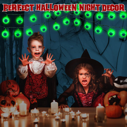 Halloween Decorations 30LED 17Ft Eyeball Halloween String Lights With Timer Remote Battery Operated 8 Modes Halloween Lights Halloween Indoor Outdoor Decorations For Home Garden Yard Halloween Décor