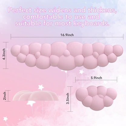 Cloud Wrist Rest for Keyboard, Ergonomic Gaming Wrist Pad Palm Rest - Gifts for Office & Gamers, Memory Foam Wrist Support for Pain Relief, Mouse Pad Rest Support, Portable & Washable, Light Lilac