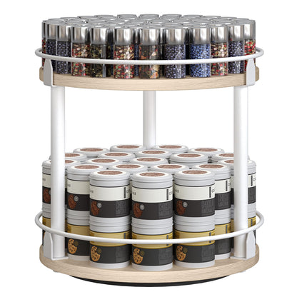 3-Tier Lazy Susan Organizer, Rotating Spice Rack, Spinning Organizer, Industrial Turntable Spice Rack Organizer for Cabinet, Kitchen Countertop, Pantry, Rustic Brown and Black SR23BR