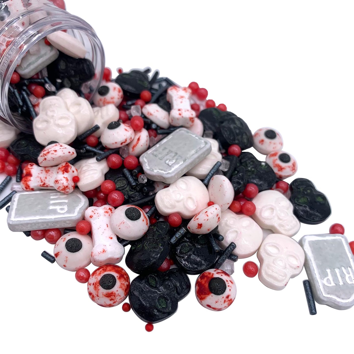 Halloween Sprinkles Candy Eyes for Decorating Edible Eyeballs Skull Bones Tombstone Sprinkles Halloween Cupcakes Toppers Sprinkle for Cake Ice Cream Desserts