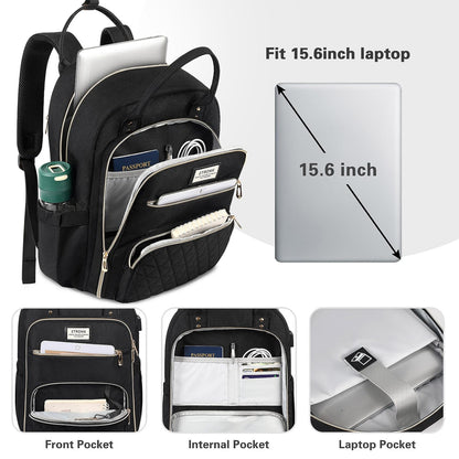 ETRONIK Lunch Backpack for Women, 15.6 inch Laptop Backpack with USB Port, Teacher Nurse Work Backpack with Insulated Cooler Lunch Bag, Travel Bags for Women & Men, Gift, Black