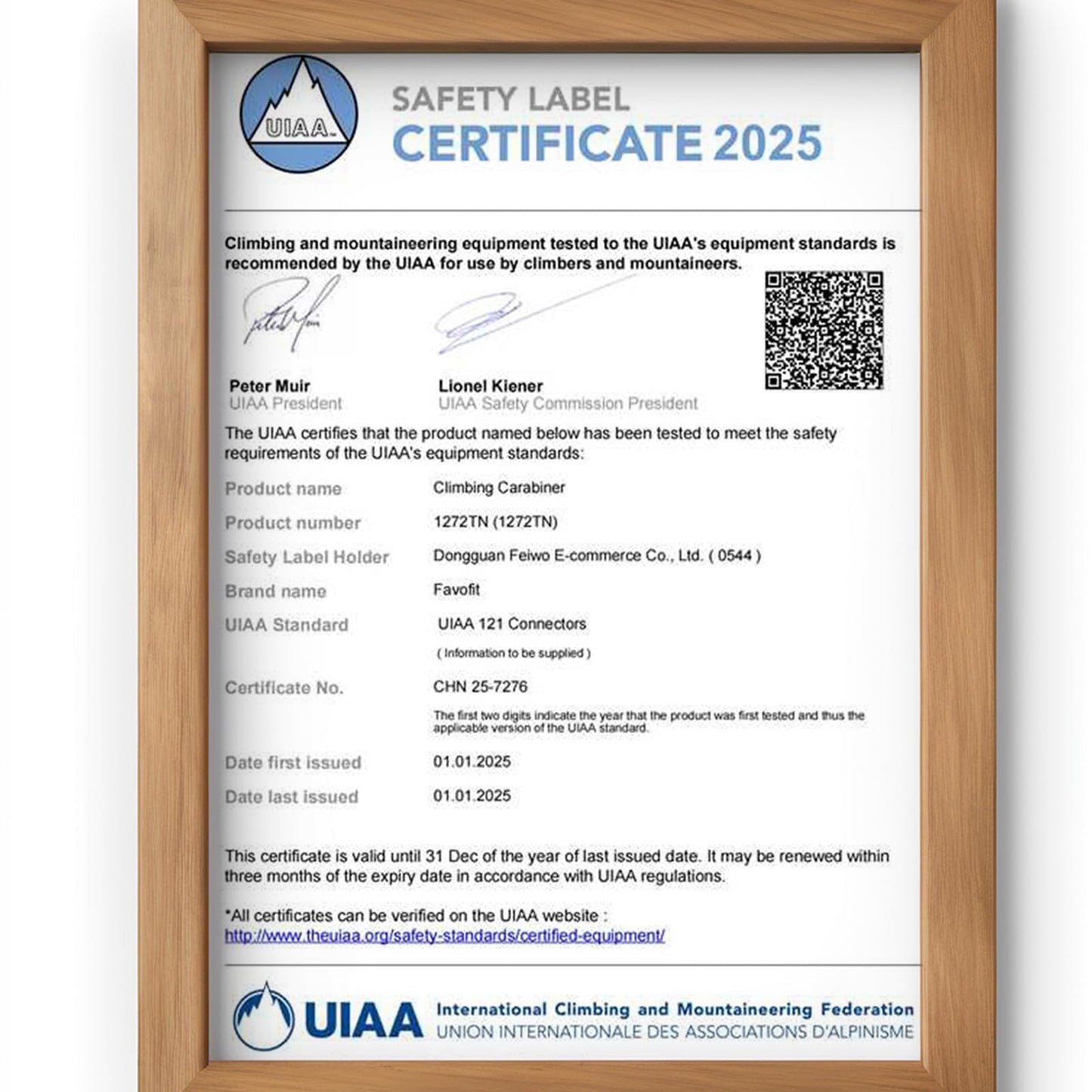 Favofit Heavy Duty Locking Climbing Carabiner 25KN UIAA Certified Safety Carabiner Clip for Arborist - 3.9'' Large Rock Climbing Hook for Hammock Rappelling Hunting