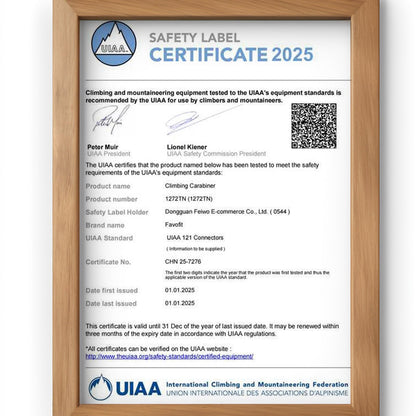 Favofit Heavy Duty Locking Climbing Carabiner 25KN UIAA Certified Safety Carabiner Clip for Arborist - 3.9'' Large Rock Climbing Hook for Hammock Rappelling Hunting