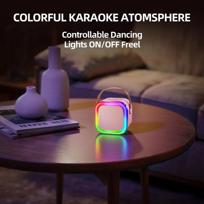 Kinglucky Mini Karaoke Machine for Kids, 2025 TOP Birthday Gifts Ideas for 3-12 Year Old Girls, Christmas Party Gifts Kids' Personal Video Players Accessories with 2 Wireless Microphones - Pink