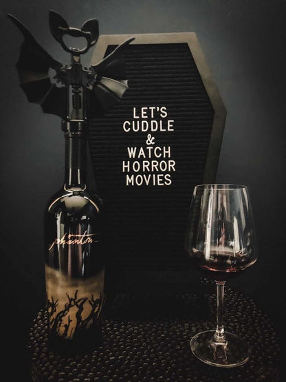 Coffin Letter Board Black +3D Bat Stickers +650 Characters, Spooky & Seasonal Emojis, Wooden Stand - 17x10.5 Inches - Coffin Shaped Goth Decor Sign Witchy Halloween Decorations Gothic Decor Birthday Wedding Home Spooky Gifts