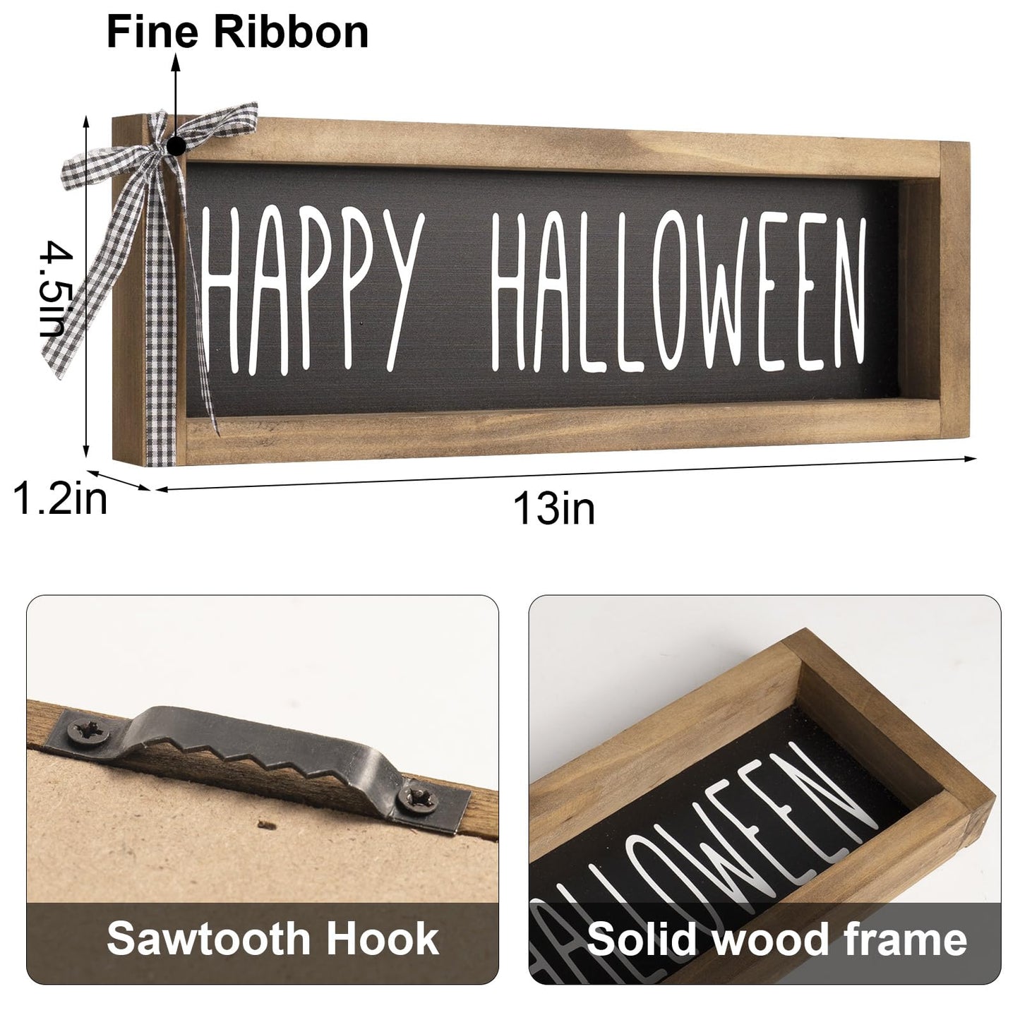 flangairy Happy Halloween Sign, Wooden Halloween Table Centerpiece Decorations for Home, Indoor Home Decorative Signage Wall Shelf Desk Fireplace Mantle Rustic House Decor