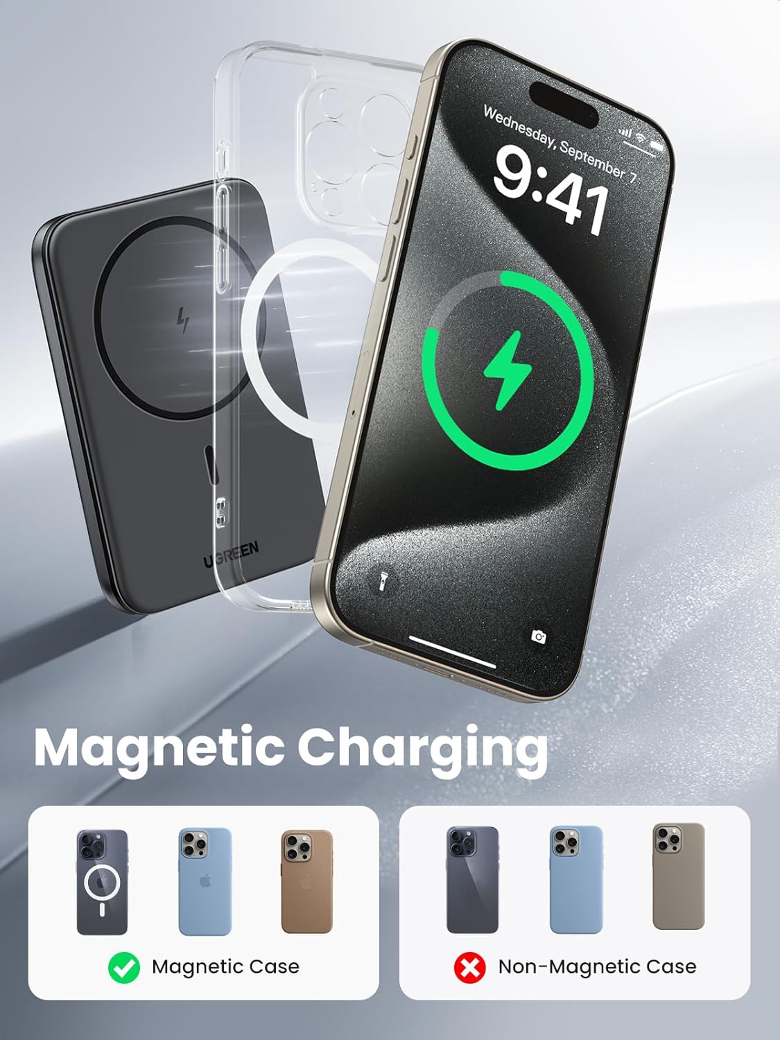 UGREEN Magnetic Power Bank,5,000mAh Wireless Portable Charger, PD 20W Fast Charging Battery Pack with USB-C for Magsafe, iPhone 17/17 Air/17 Pro/17 Pro Max, iPhone 16/15/14/13/12 Series
