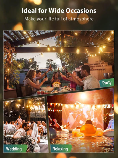 KYY 54FT Solar String Lights Outdoor Waterproof with USB Charging & Remote, Dimmable & Timable, Solar Powered Patio Lights with LED Shatterproof Bulbs for Deck Backyard Porch Garden Camping