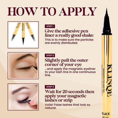 KLINQE Black Eyeliner Eyelash Glue Liner, Latex Free Lash Adhesive, Strong Hold, Glue Pen For Strip Lash, Magnetic Eyelashes, Smudge Proof, Eye Jewelry