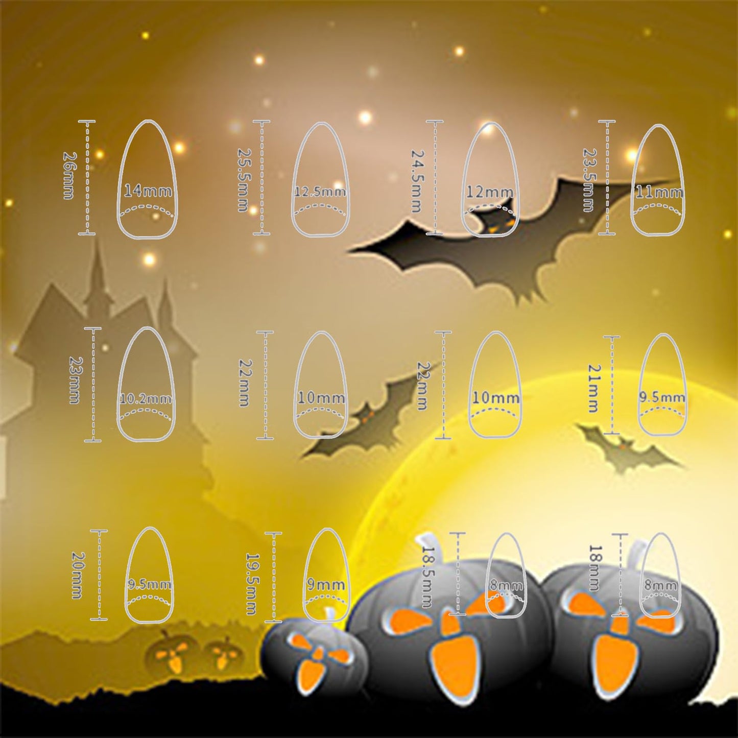 Halloween Bat Press on Nails for DIY Manicure Glossy Purple French Tips 24Pcs Acrylic Medium Almond False Nails Gel Glue on Nails Evil Bats Fake Nails Stick on Nails for Women Girls French Tips Design