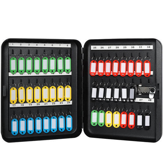 Decaller Large Key Box with Combination Lock, Key Cabinet Wall Mount Lock Box with 48 Hooks, 11 4/5" x 9 1/5" x 3"