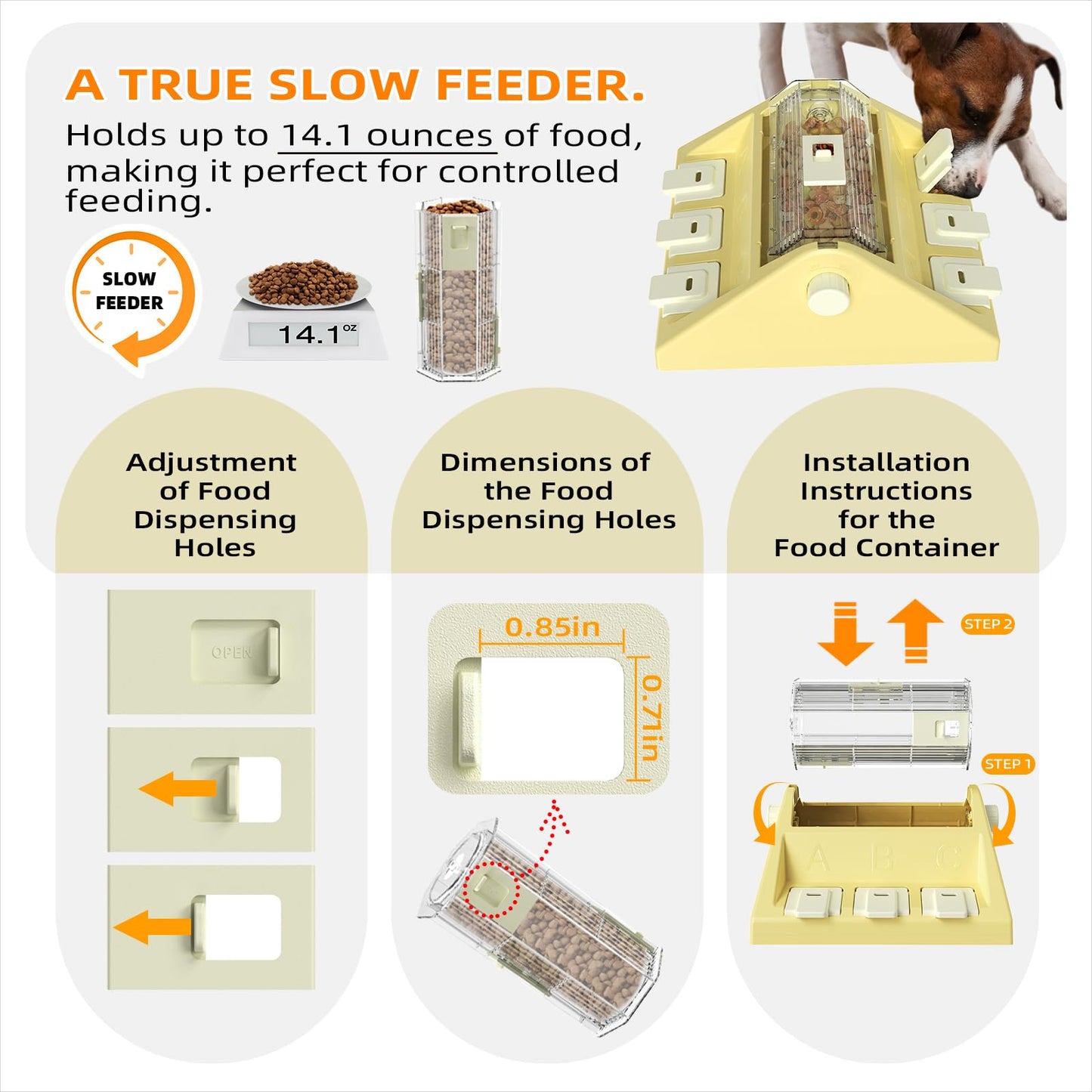 KADTC Paw-Activated Rolling Puzzle Game Toy Level 2 in 1 Puppy Treat Toys Capacity 14oz Slow Feeder Adjustable Interactive Food Dispenser for Small/Medium Dogs Brain Mental Stimulation Healthy Eating