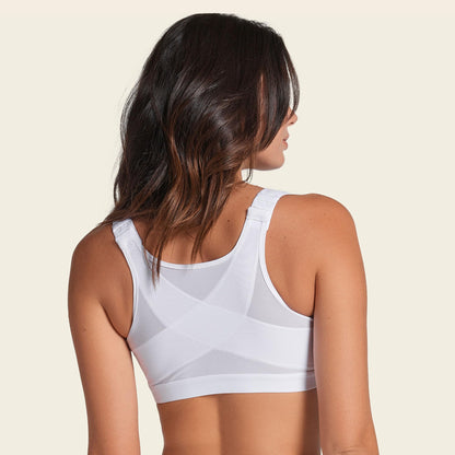 Leonisa Women's Posture Corrector Wireless Back Support Bra, White, 34B