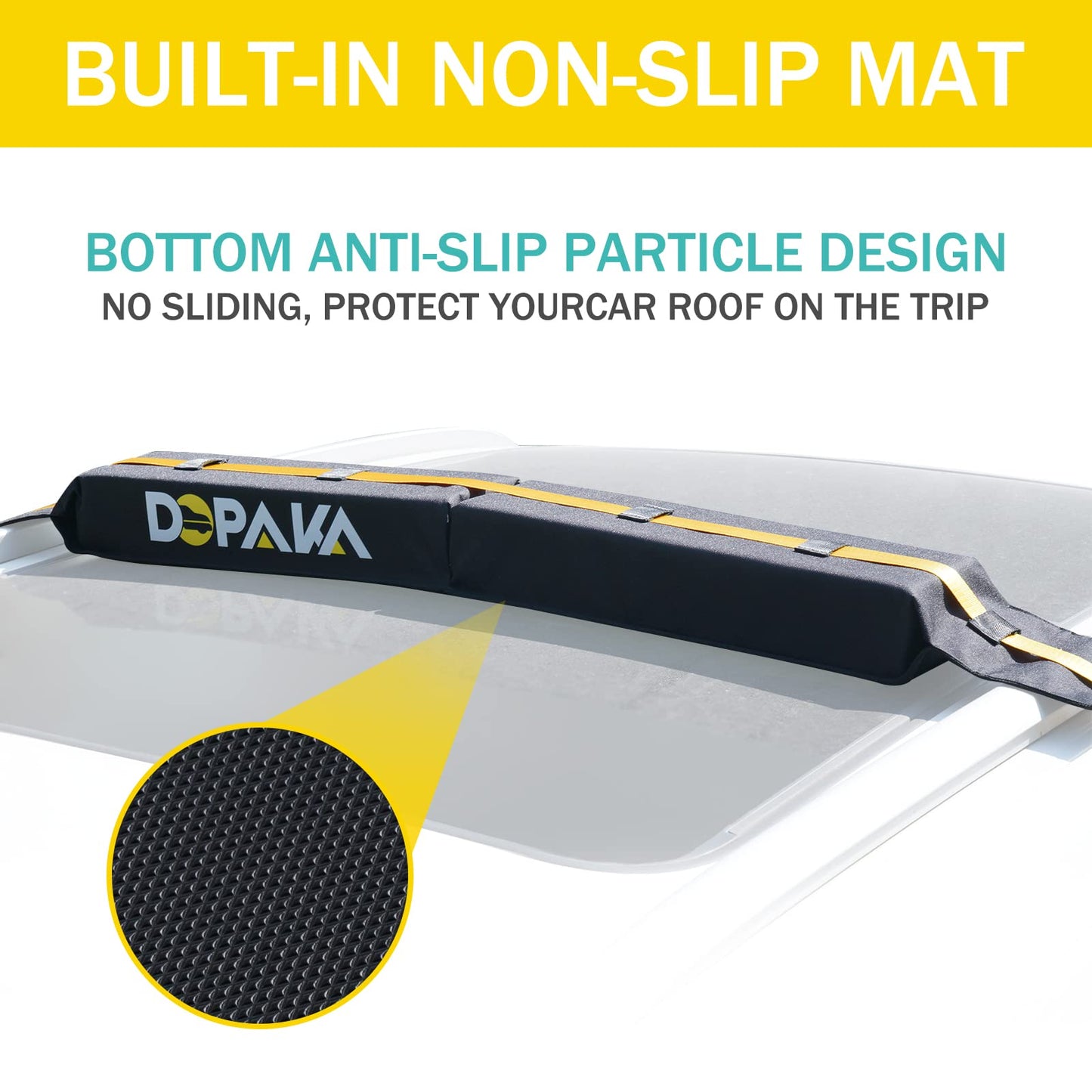 Kayak Roof Racks,Soft Roof Rack Pads,Universal Car Roof Rack for Surfboard/Ski/Kayak Paddle Board/Luggage Carrier System Include 2 Tie Down Straps,2 Tie Down Rope,2 Quick Loop Strap,and Storage Bag