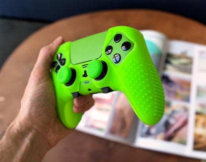 Foamy Lizard Eclipse PS5 Edge Controller Skin Combo Set | Dock Compatible, Protector Decals, Anti-Slip Soft Gel Silicone Cover, Faceplate Shell & Thumb Grips for PlayStation 5 DualSense Edge (Green)