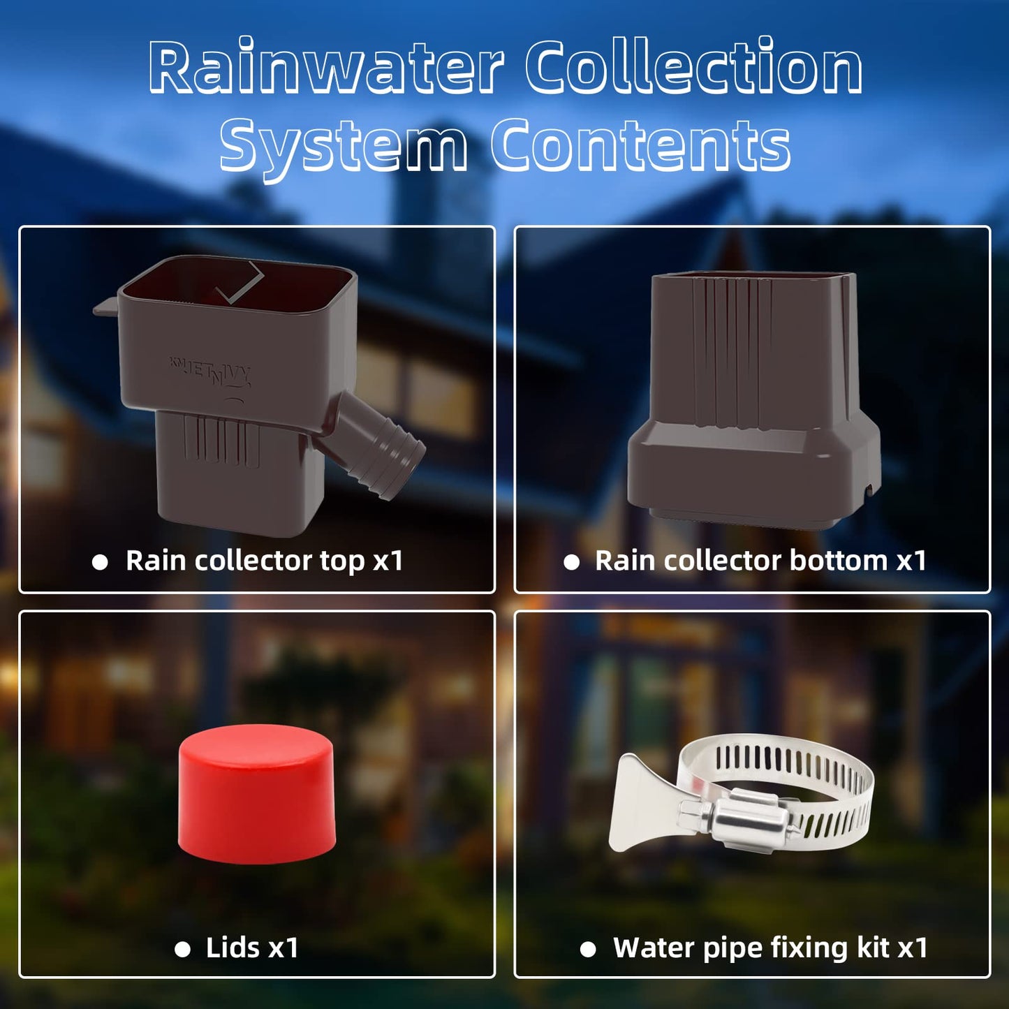 KMJETNIVY Rainwater Collection System,for 2"X3"Downspout Diverter with Adjustable Collection Capacity, Rain Barrel Diverter Kit RainWater Catching