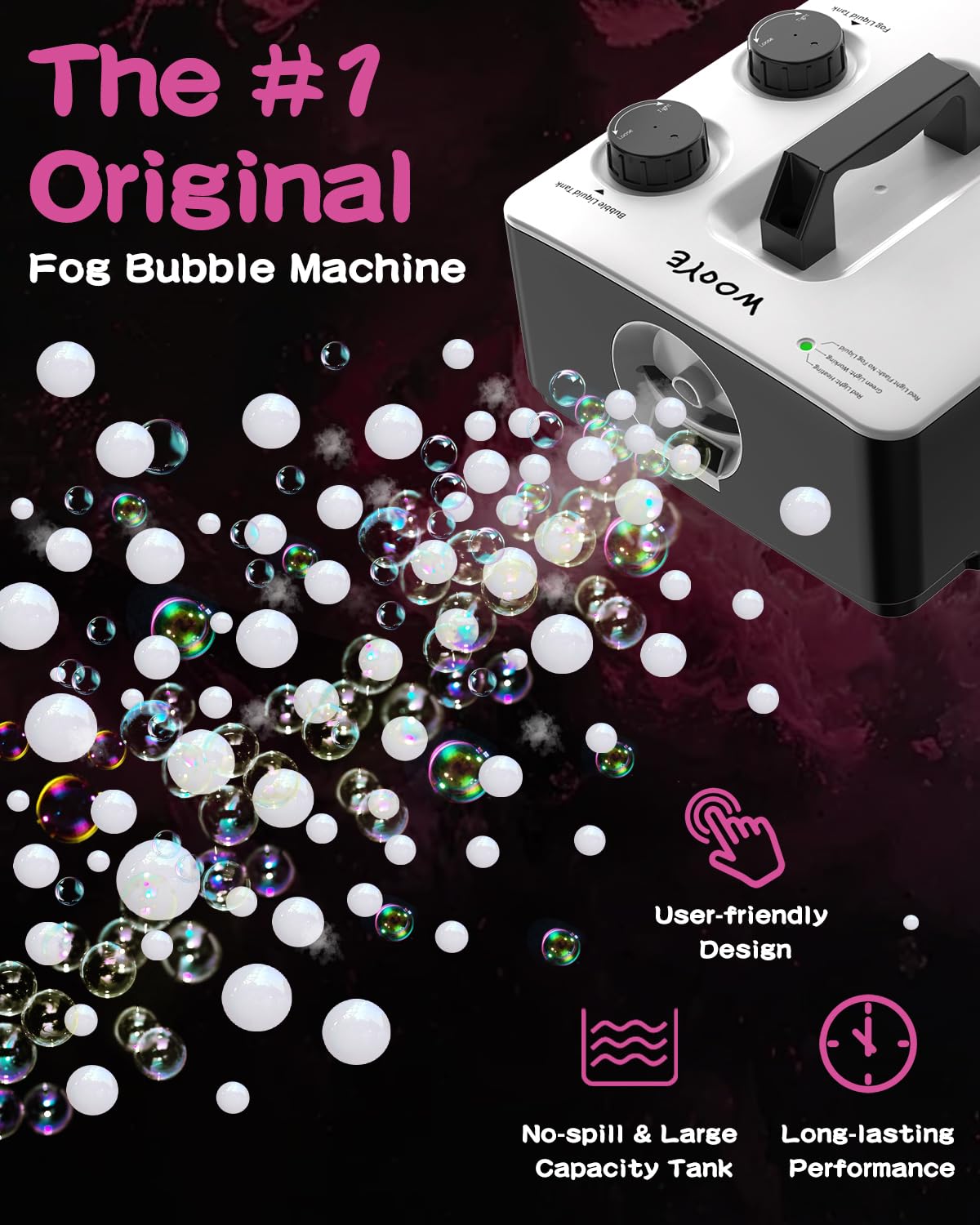 Fog Machine, No Spill Fog Bubble Machine, Portable Smoke Bubble Machine, Bubble Fogger, Bubble Fog Combo Machine for Indoor Outdoor Party Wedding Birthday Photograph Christmas Halloween