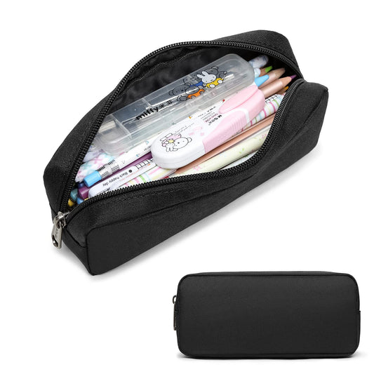 Della Gao Small Pencil Case Large Capacity Pencil Pouch Marker Pen Bag Coin Pouch Office Stationery Organizer (Balck)