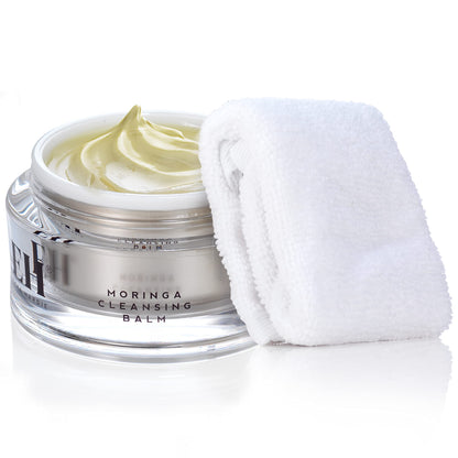 Emma Hardie 100ml Moringa Cleansing Balm with Cleansing Cloth Set, No-Rinse Formula Removes Face & Eye Make Up, Moisturizes & Hydrates the Skin, Natural & Cruelty Free, Vegan & Cruelty Free