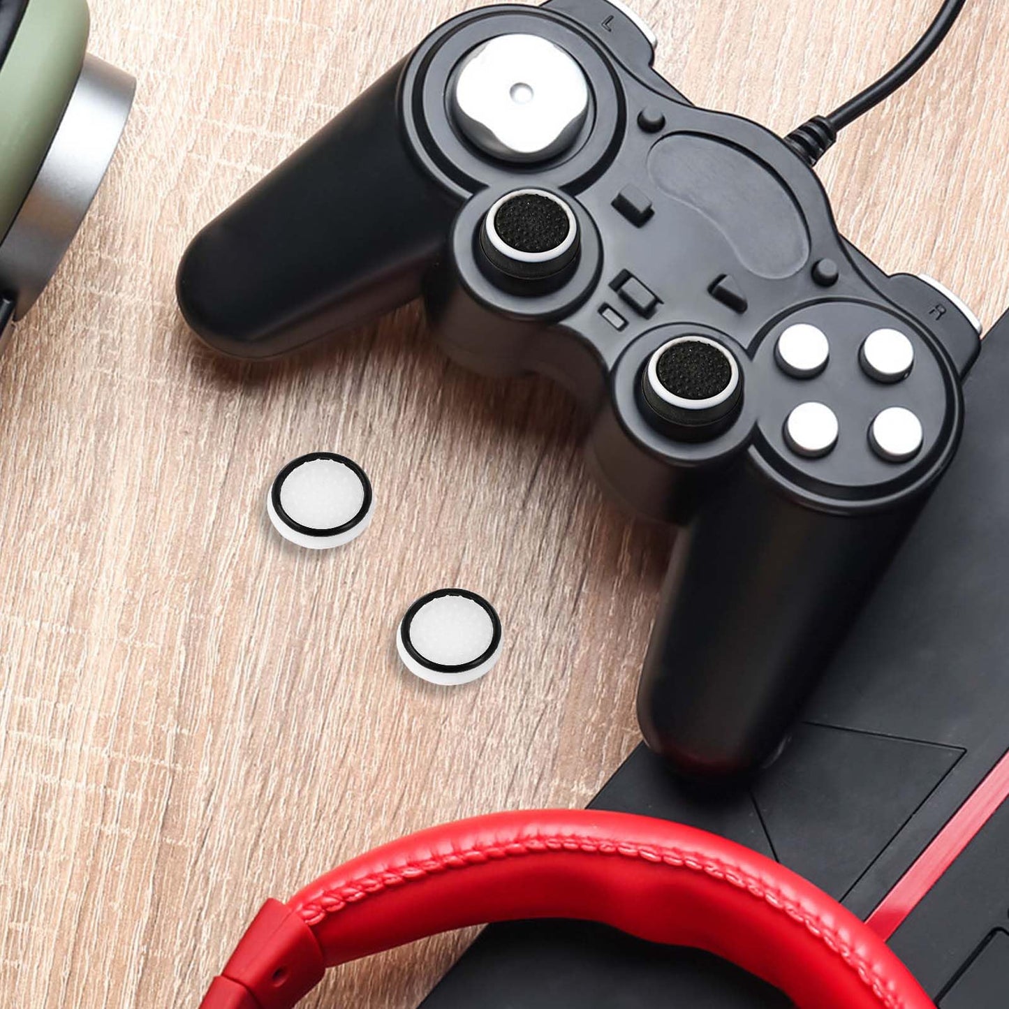 4pcs Thumb Grips, Full Protection Anti-Slip Anti-Scratch Anti-Fingerprint Protective Cover Thumb Joystick Cap Compatible with PS5 PS4 Xbox Series X/S Xbox One Switch Pro Controller