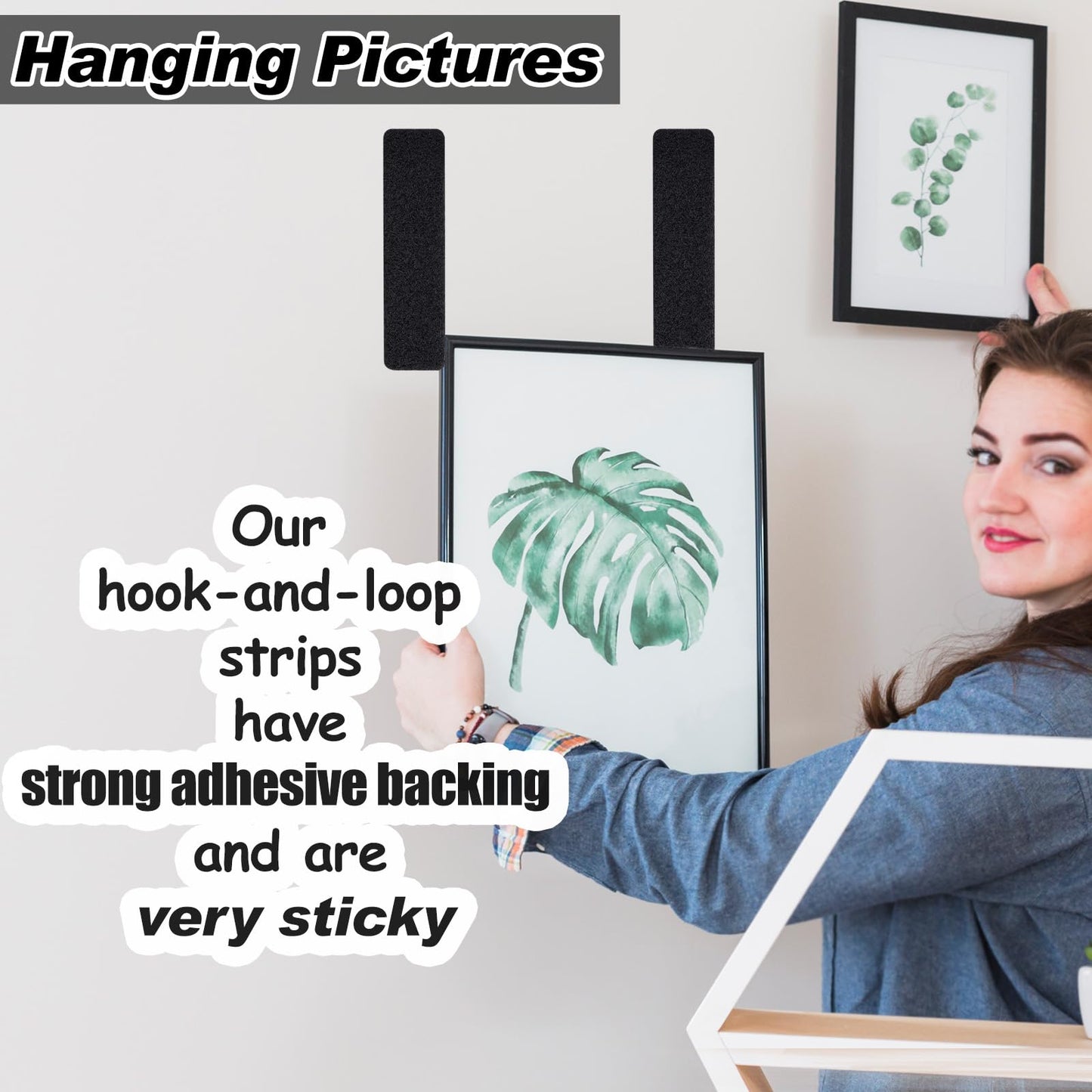 40Sets-1x4 inch Hook&Loop Strips with Adhesive, Black Command Strips with Backing, Heavy Duty Adhesive Fasten Mounting Tape for Home Office School and Crafting