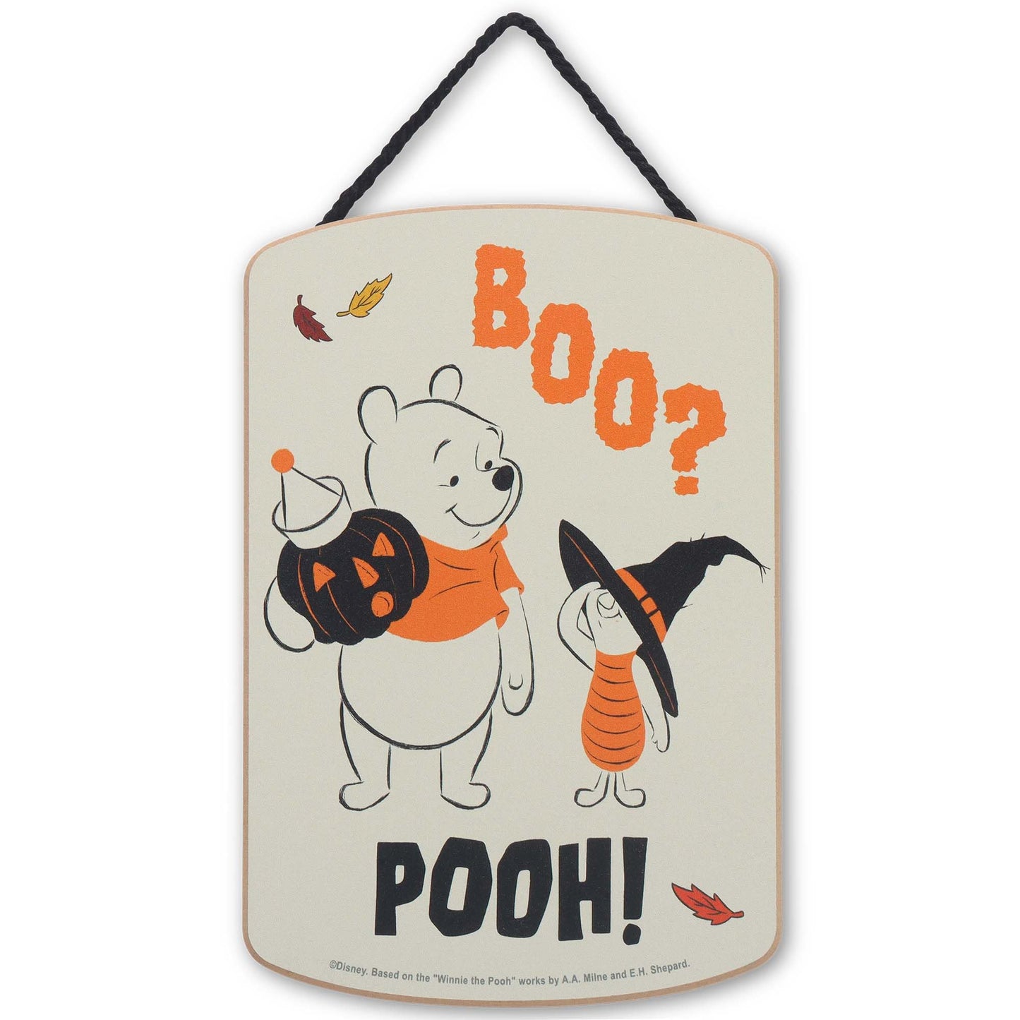 Disney Winnie the Pooh and Piglet Boo Halloween Hanging Wood Wall Decor - Cute Winnie the Pooh Halloween Decoration for Home