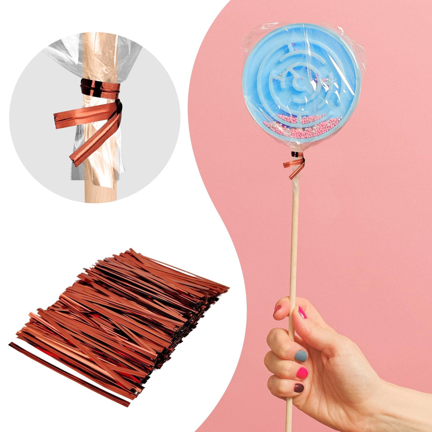 GAADSKCER 400 Pcs Metal Twist Ties 4 Inches Twist Straps for Bread Bags Candy Bags Snack Bags Halloween Party Cake Favor (Red)