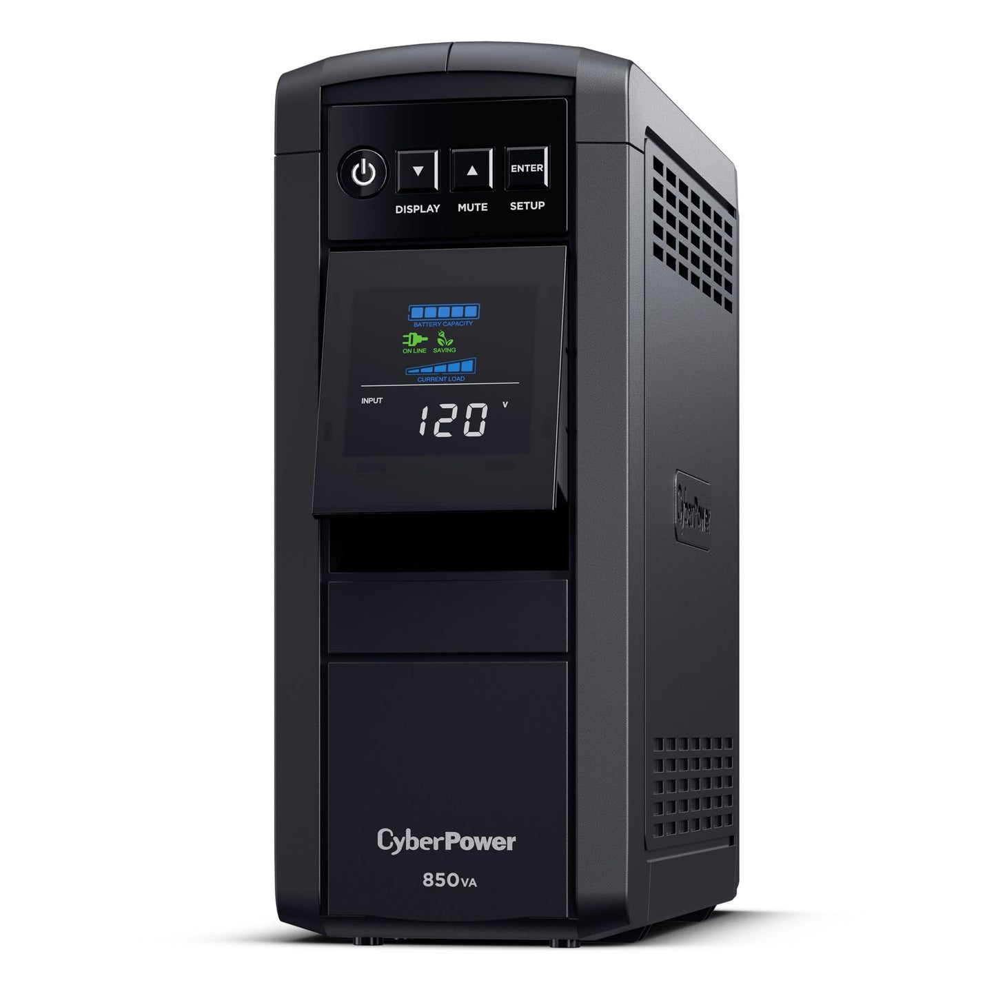 CyberPower CP850PFCLCD PFC Sinewave UPS Battery Backup and Surge Protector, 850VA/510W, 10 Outlets, AVR, Mini-Tower; UL Certified