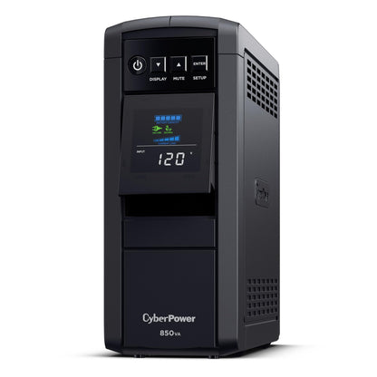 CyberPower CP850PFCLCD PFC Sinewave UPS Battery Backup and Surge Protector, 850VA/510W, 10 Outlets, AVR, Mini-Tower; UL Certified