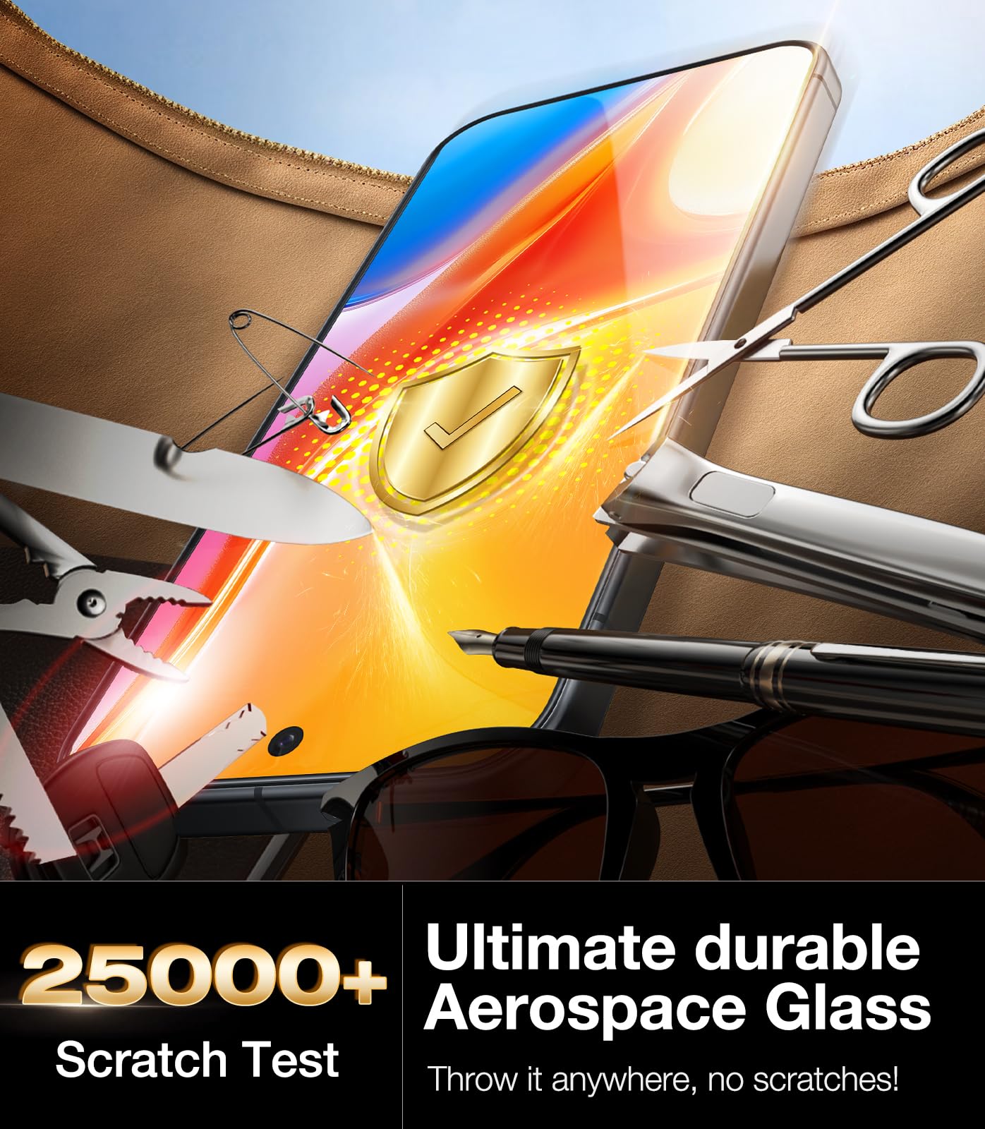 TORRAS Top-Notch Aerospace Glass for Samsung Galaxy S24 Ultra Screen Protector [12Ft Military-Grade Shatterproof] Anti-Scratch Tempered Glass Full Coverage Fit Screen Protector S24 Ultra 6.8" 2-Pack