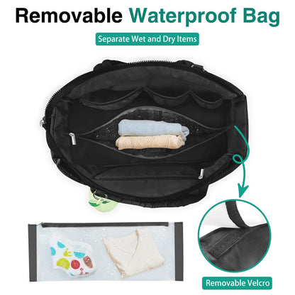 KUBYA Diaper Bag Tote, Baby Diaper Tote Bags Crossbody Hospital Bag Travel Large Mommy Bag, with Silicone Pacifier Case