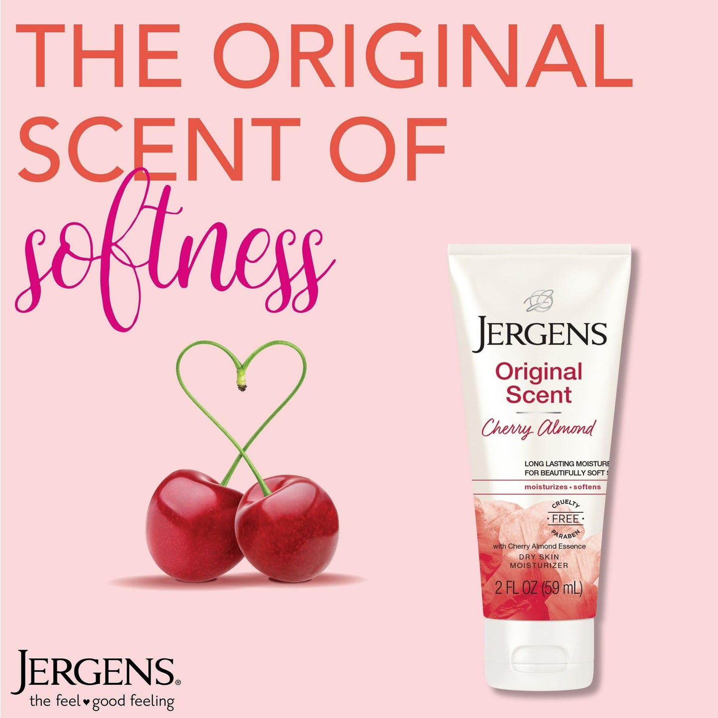 Jergens Original Scent Dry Skin Body Lotion, Hand and Body Moisturizer, Cherry Almond Essence, Dermatologist Tested, 2 Oz, Pack of 20