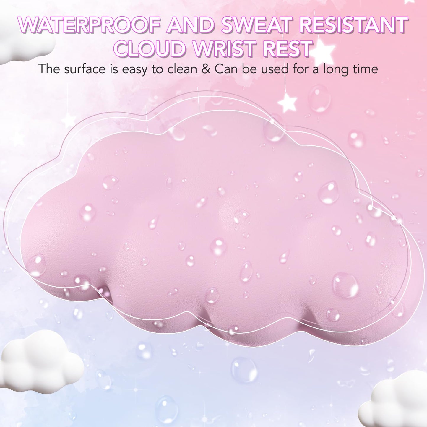 Cloud Wrist Rest for Keyboard, Ergonomic Gaming Wrist Pad Palm Rest - Gifts for Office & Gamers, Memory Foam Wrist Support for Pain Relief, Mouse Pad Rest Support, Portable & Washable, Light Lilac