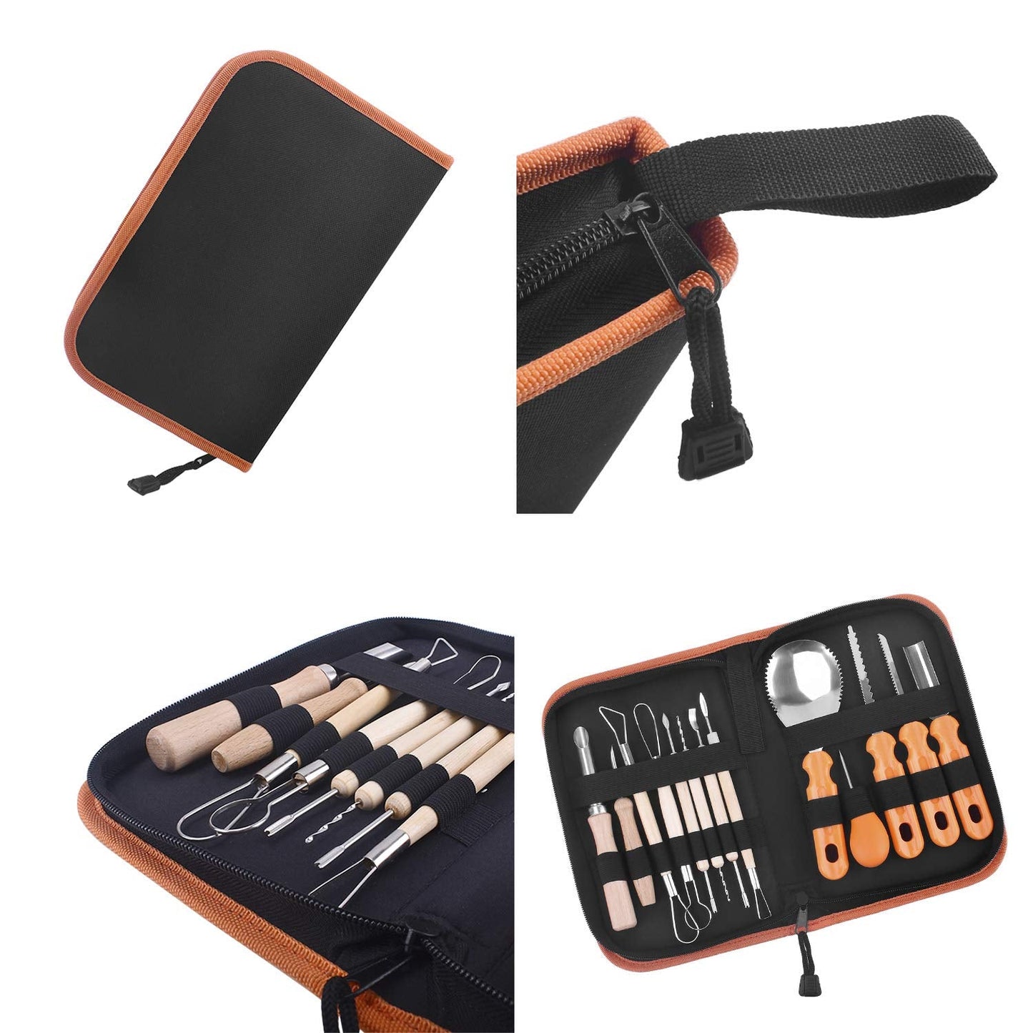 Elmchee Halloween Pumpkin Carving Tools, Halloween Jack-O-Lanterns 13 Piece Professional pumpkin cutting supplies tools Kit stainless steel lengthening and thickening