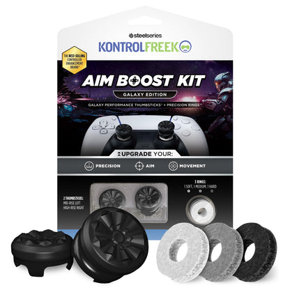 KontrolFreek Aim Boost Kit for PlayStation 5 (PS5) and PlayStation 4 (PS4) Controller | Includes Performance Thumbsticks and Precision Rings | Black Galaxy Edition