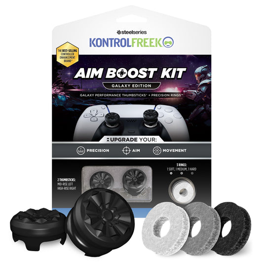 KontrolFreek Aim Boost Kit for PlayStation 5 (PS5) and PlayStation 4 (PS4) Controller | Includes Performance Thumbsticks and Precision Rings | Black Galaxy Edition
